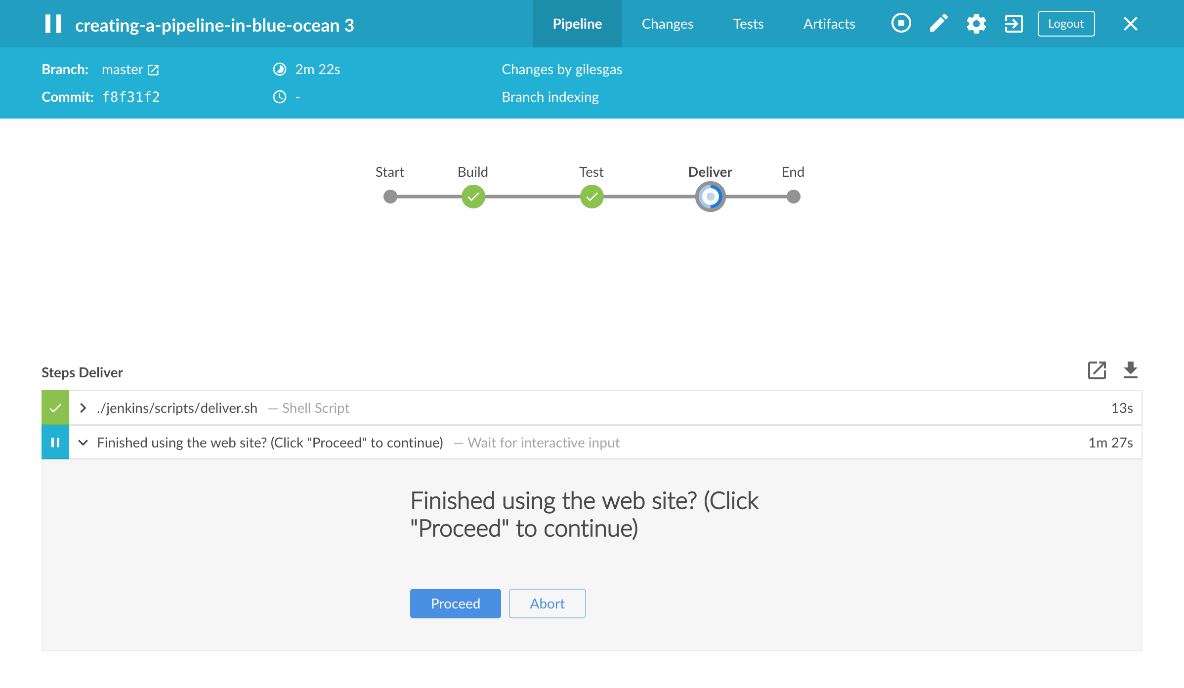 Deliver stage pauses for user input